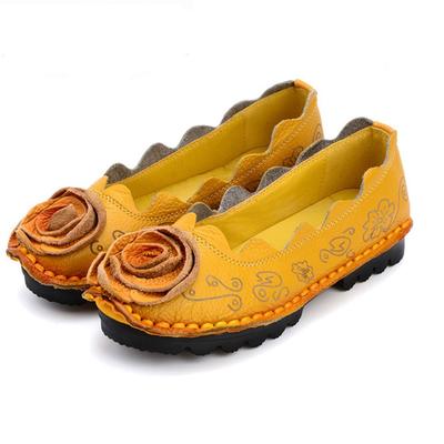Chaussures plates roses faites à la main 42 Femmes Vintage Mocassins à semelle épaisse Chaussures en cuir de vache de marque de luxe pour femmes Mocassins à enfiler