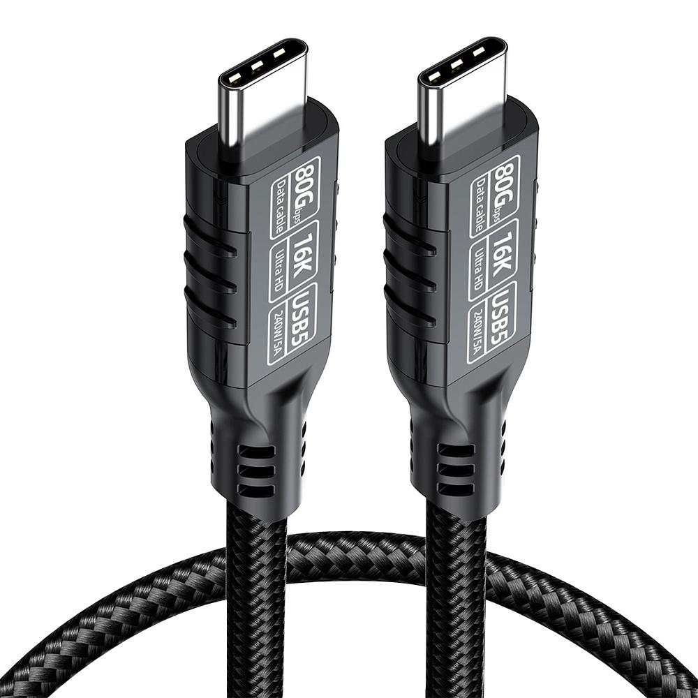 

PD240W Fast Charging Thunderbolt 5 USB Type C Cable 80Gbps Data Transfer 16K/8K Video Wire 1m 2m 3m for 16 17 Macbook Pro 0.2m чорний