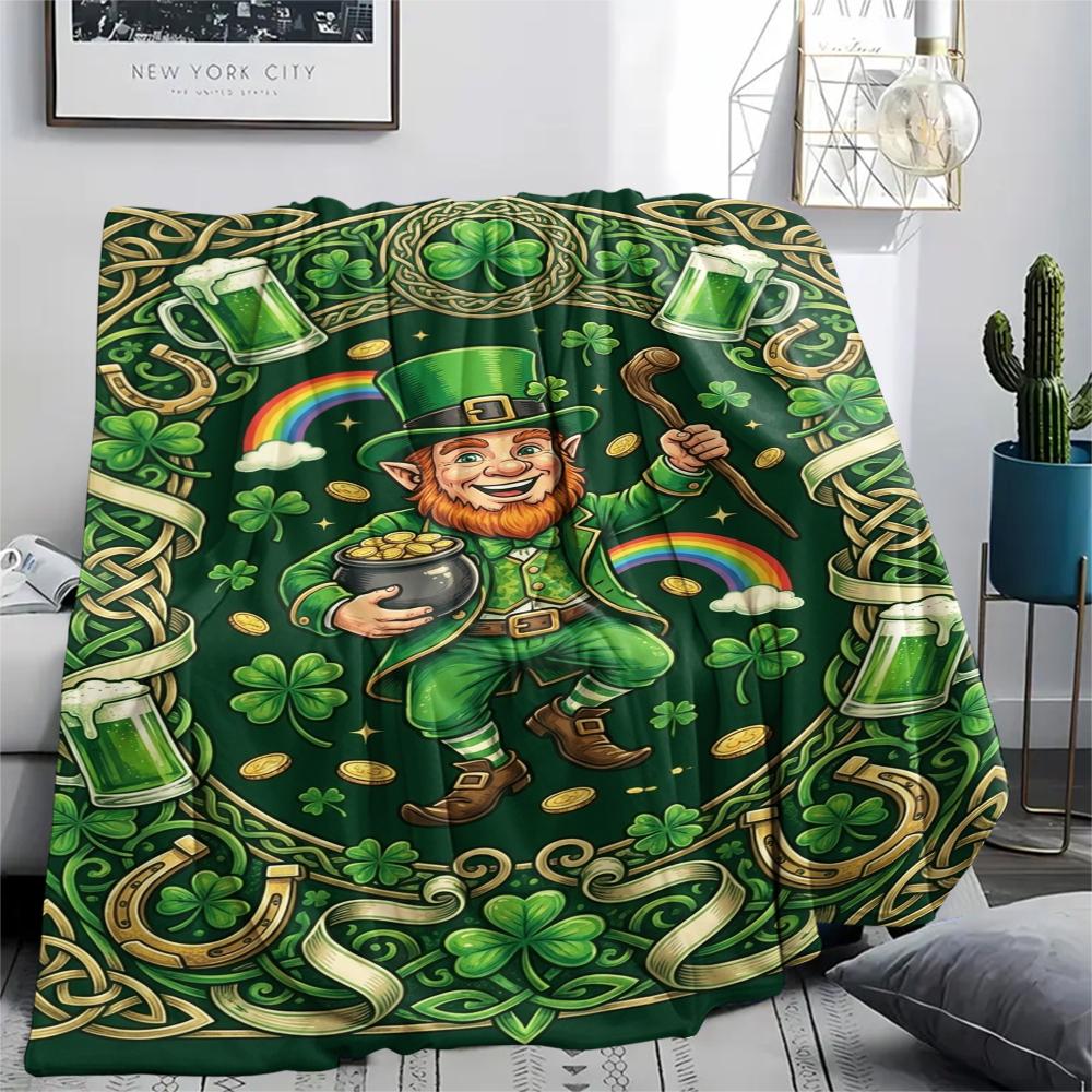 1 Stück St. Patrick's Day Motiv Flanelldecke, Hohe Qualität, Bequem für alle Jahreszeiten, Heimdekoration, Wärme und Komfort, Perfekt für Weihnachtsgeschenke W71