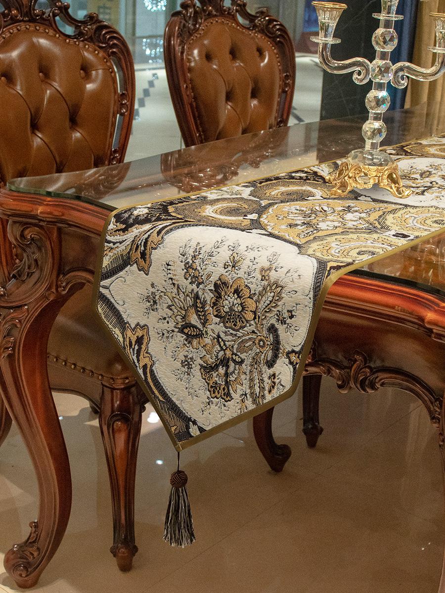 

Европейский роскошный жаккардовый стол-дорожка, журнальный столик для столовой, подставка под телевизор, украшение, вышитая дорожка для стола, современный домашний декор 33x180cm 1pc