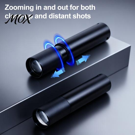 USB Rechargeable Torch Mini Flashlight, 3 Lighting Modes Adjustable Focus Bright Everyday Carry Flashlight LED Portable for Camping Emergency Outdoor