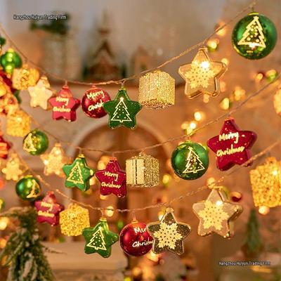Christmas Ornaments: Round Balls, Stars, Gift Boxes, Luminous Pendant Lights for Festive Mall Decor