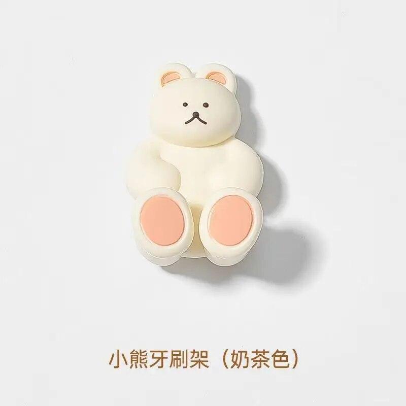 Tovární Roztomilý Trojrozměrný Medvěd Silikonový Nepropichovací Nástěnný Držák na Zubní Kartáčky Roztomilá Koupelnová Přísavka Kreslený Také