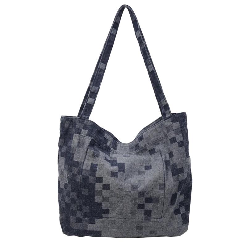 

Джинсовая мозаика повседневные сумки через плечо большой вместимости универсальные прочные портативные сумки для женщин мода новый стиль
