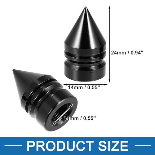 Un ABSOPRO Capac Praf Anvelopă Auto Formă Turn Acoperire Valvă Aer Aliaj Aluminiu Negru (Set de 4)