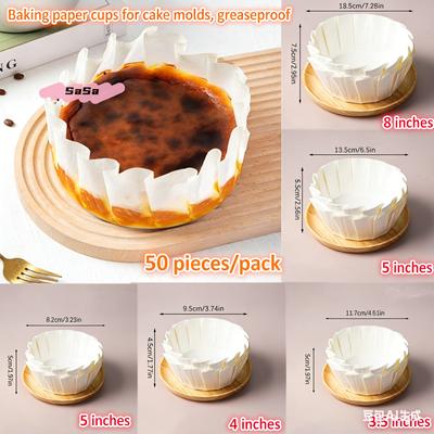 50 Piezas de Capacillos para Magdalenas de Tamaño Surtido sin Plegar de 3.5-8 Pulgadas Resistentes al Aceite para Bodas Fiestas Moldes para Muffins Pasteles Envoltura de Papel