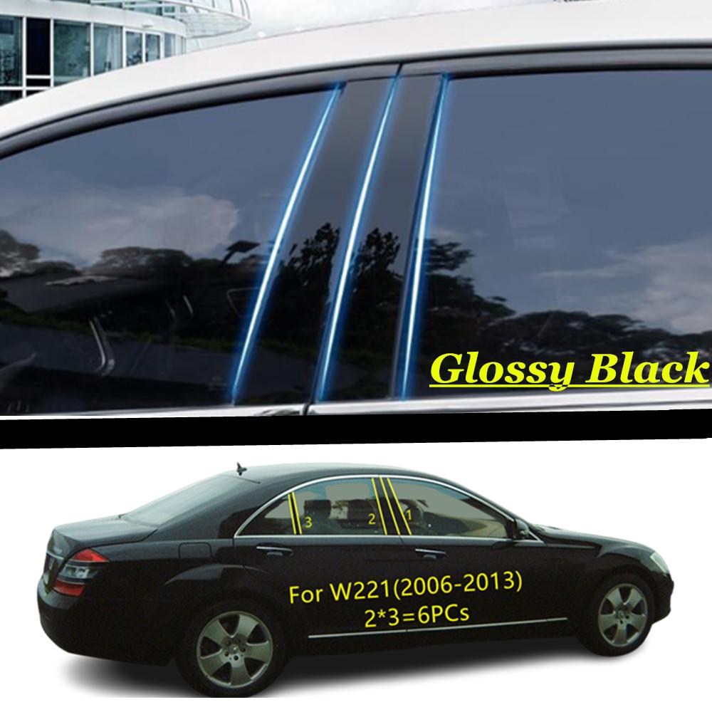 Car TPU/Glossy Mirror Pillar Post Cover  For Mercedes Benz S-Class W221 2006 2007 2008-2013 Door Trim Window Decorative Sticker