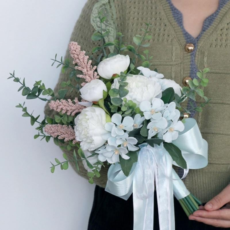 Romantic Wedding Bouquets Silk Bride Bridesmaids Hand Holding Flower Artificial Flower for Wedding Home Decorations