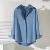 White Satin Shirt Loose Fit Spring Autumn Black Blouse Fashionable Design High Quality Comfortable Stylish Top