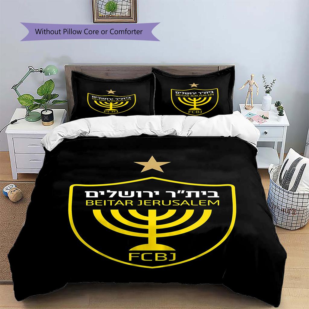 Set di biancheria da letto con motivo Beitar Jerusalem FC, copripiumino e federa, regalo di compleanno per la casa.(1 * copripiumino + 2 * federa, senza nucleo)