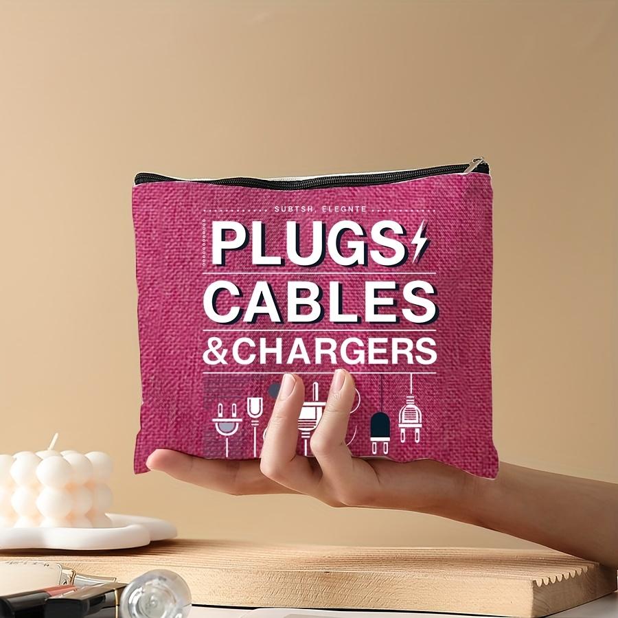 1PC Cosmetic Cable Travel Storage Bag Zippered Makeup Toiletry Organizer,Portable Charging Cable Storage Large Capacity Bag