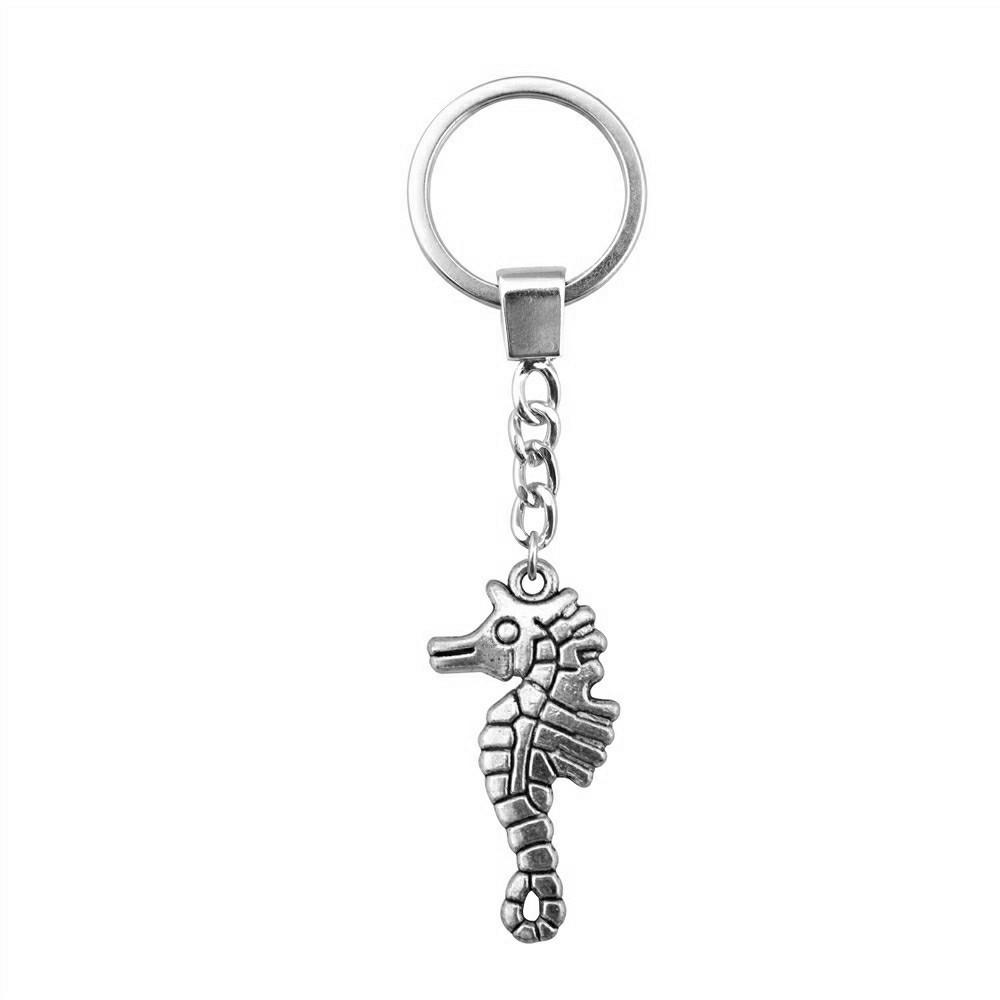 Marine Life Turtle Ocean Creature Pendant Antique Bronze Metal Keychain with 30mm Ring for Men Fashion Gift