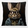 European Rabbit Badger Rooster Horse Animals Hipster with Glasses Painting Cushion Covers Decorative Pillowcase