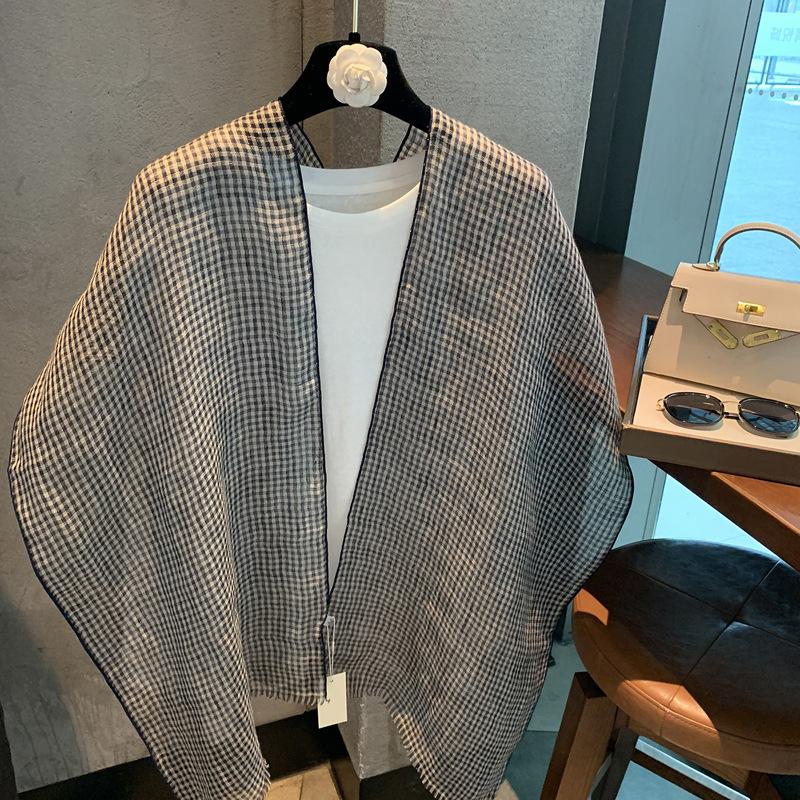 Striped Outer Shawl Linen Thin Long Scarf Comfortable Stacking Decoration Fashion Versatile Silk Scarf Shawl