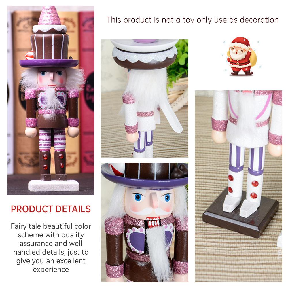 25CM Christmas Nutcracker Cake Ice Cream Pink Color Wooden Handicraft Sculpture Ornament Creative Festival Gifts Home Decoration