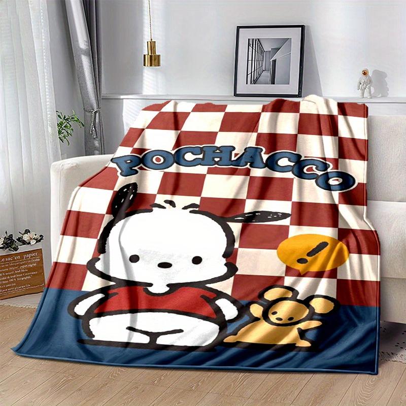 1pc. Cute Pochacco Checkered Pattern Blanket - Perfect for Home, Office, Outdoor Use, Gift Idea, Suitable for Al