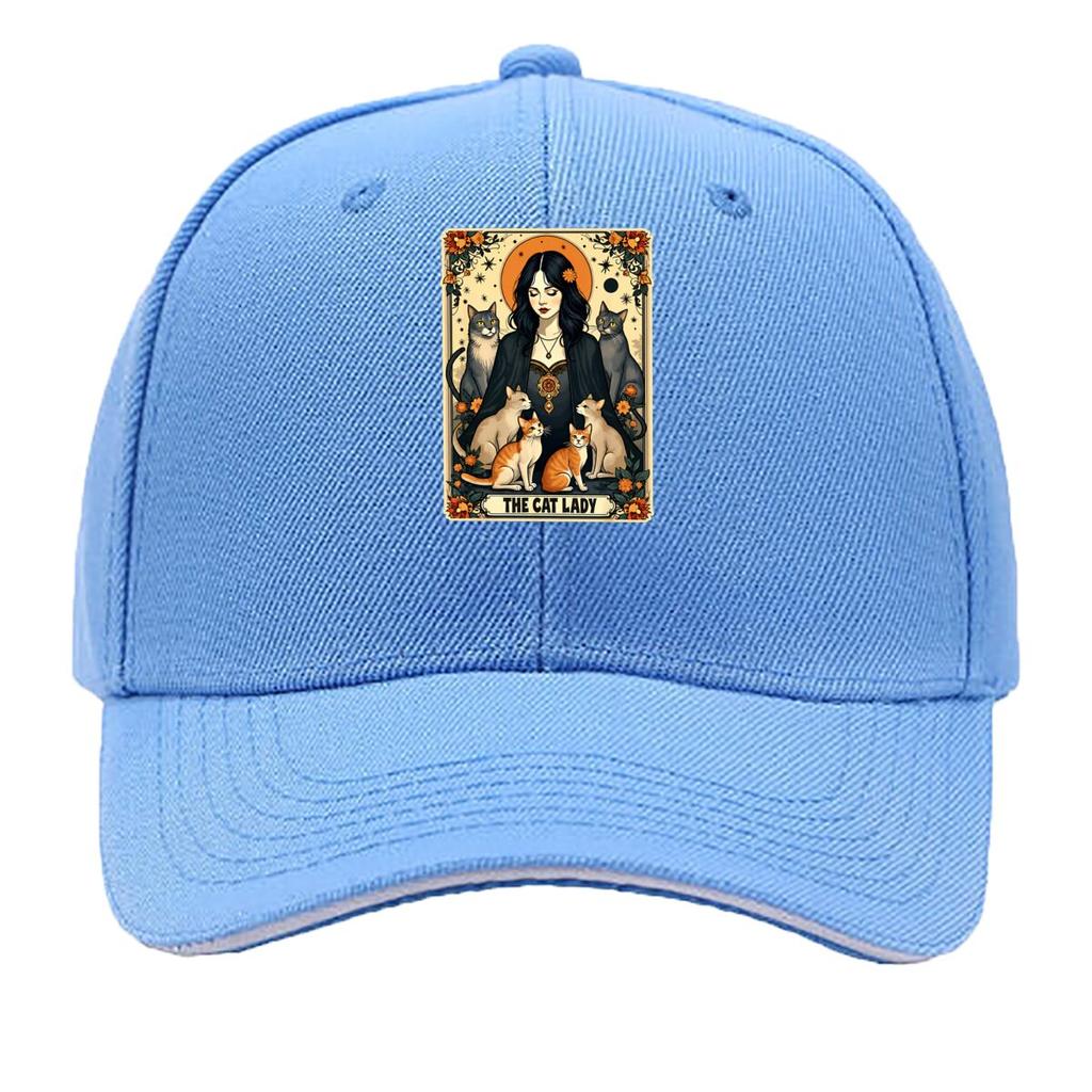 The Cat Lady Tarot Card Gothic Witchy Cats Sandwich Baseball Cap Unisex Women Sun Cap Outdoor Workouts Hat