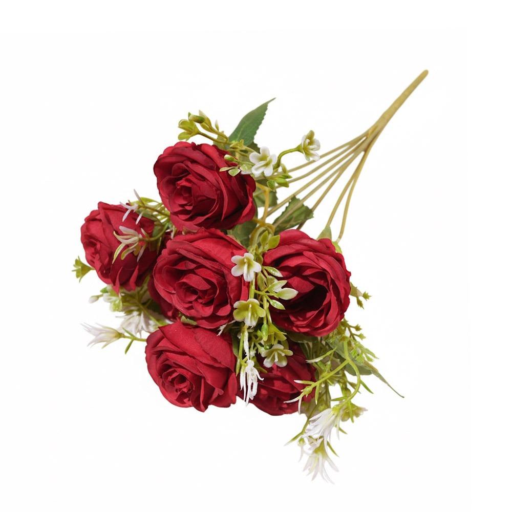 7 Heads Rose Artificial Flowers Silk Petals Green Leaves Simulation Flower Rose Multicolor Scene Landscaping Faux Rose Flower