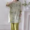 Women's Summer Lyocell Cotton Pajama Set: Chic National Wind Design, Wearable Outside, Luxurious Feel