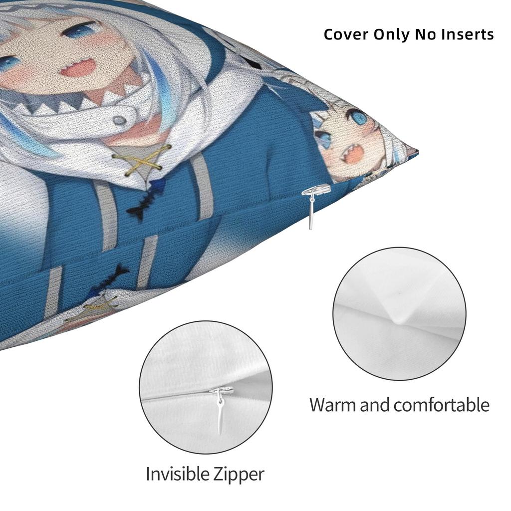 Decorative Pillow Covers Sameko Saba X Gawr Gura Merchandise Home Throw Pillow Case Cover Zipper Multi-Size