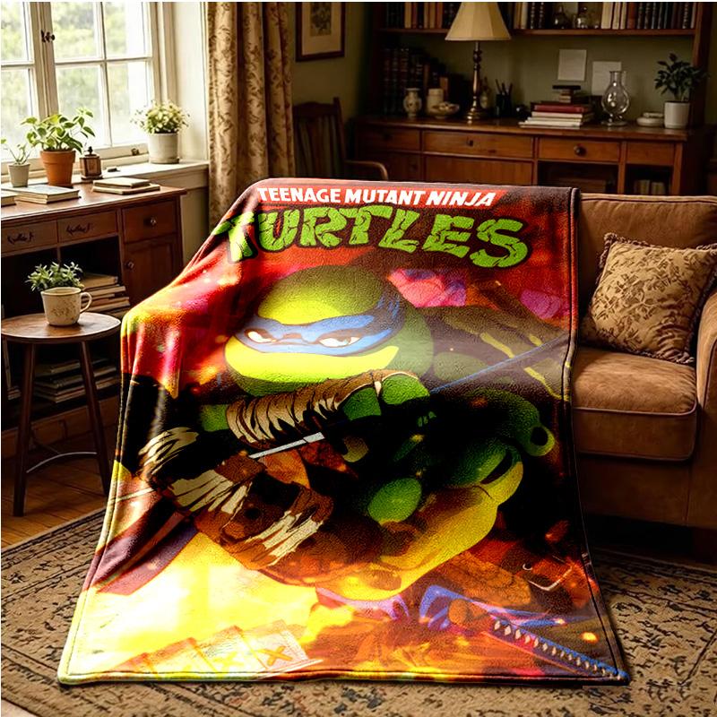 Ninja Turtles Adventure Throws Blanket Flannel Blankets Plush for Couch Bed Gifts for Men Women Travel picnic blanket Christmas fan gifts