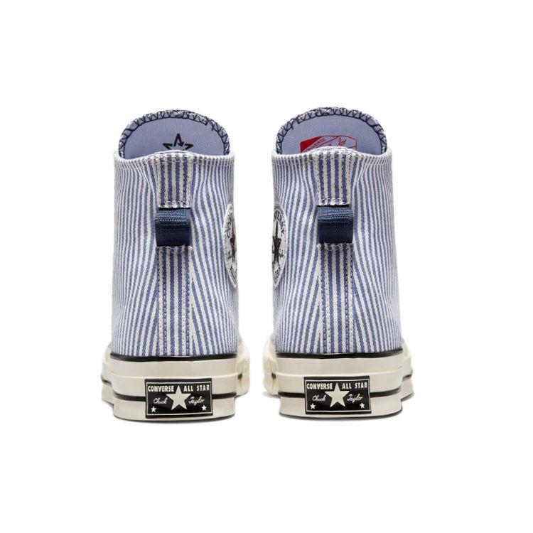 Converse Sneakers Unisex Chuck 70 High Washed Indigo cu Dungi Hickory Albastru Egret Negru A00472C