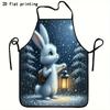 1pc Rabbit Apron Suitable for Cooking, Baking, BBQ - Cute Rabbit Print Apron with Rabbit, Bib for &, Unisex Gift for Christmas, Easter, Graduation, Fo