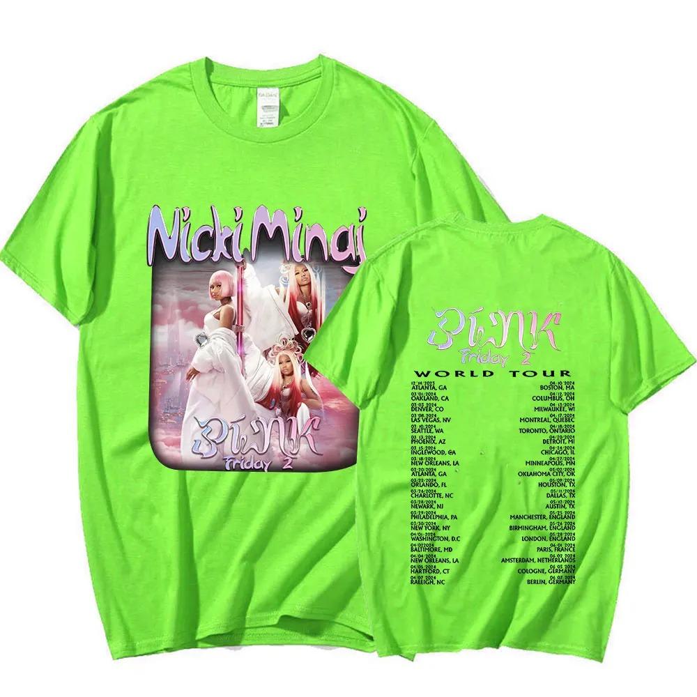 Nicki Minaj Pink Friday 2 World Tour T-shirt Unisex Moda Damska Hip Hop Krótki Rękaw Oversize T-shirty 100% Bawełna Przytulne T-shirty