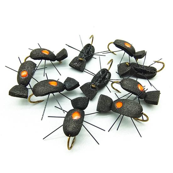 5Pcs Dry Fly Fishing Lure with Sharp Hook Floating Foam Ants Beetles Realistic Artificial Bait Saltwater Freshwater Fishing Accessories