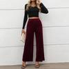 Letní dámské dlouhé kalhoty Commuter Style Temperament Velvet Wide Leg Kalhoty s vysokým pasem