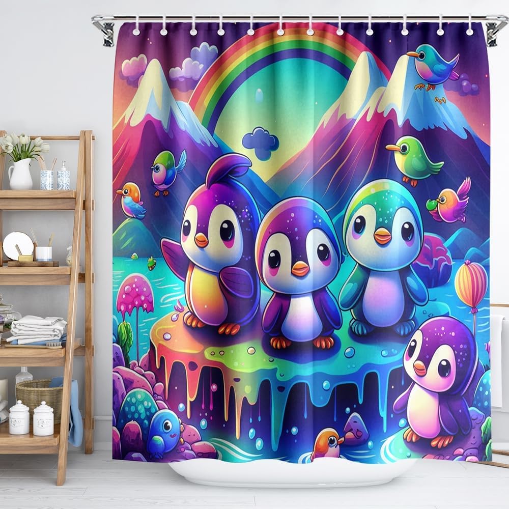 Black Shower Curtain Life Tree Sky Elephant Neon Fabric Plant Fantasy Art Bathroom Curtain For Women Bathtub Decoration