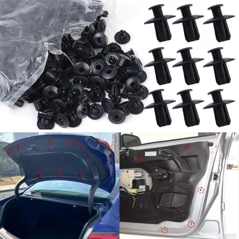 Lots Black Plastic Rivet Screws Universal Car Trunk Roof Trim Panel Fastener Clips Bumper Fender Rivets Fastener Push Pin Clip