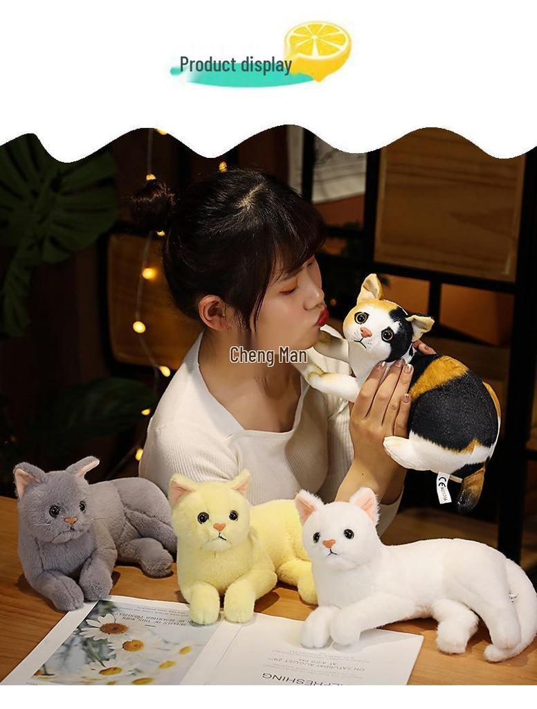 Cute Kitten Plush Pillow Doll - Small Floral Comfort Toy for Kids