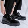 Leather shoes men's casual British platform derby shoes men's high-end black wedding groom height-increasing shoes 2112-R