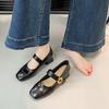 2025 Autumn Korean-Style Mary Janes: Soft Leather Square-Toe Chunky Heel Mid-Heel Shoes for Women