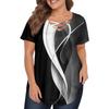 Women's Fashion Casual Printed V-Neck Short Sleeve Large Size T-Shirt Top