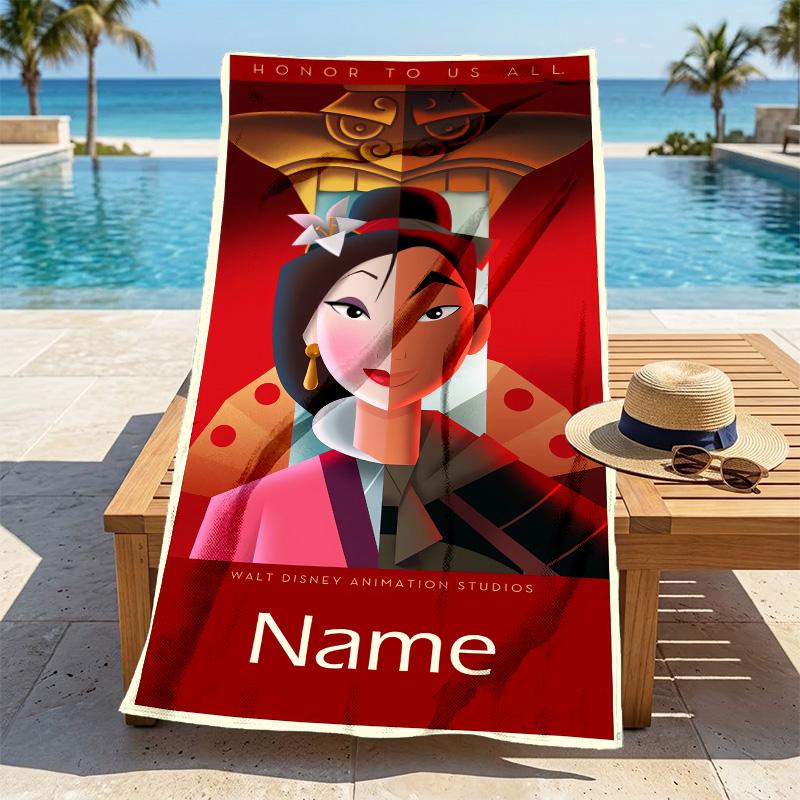 Custom Name Princesses' Night Stylish Digital Printing Beach Towel Quick‑Drying Absorbent Blanket for Beach Pool Gym Travel
