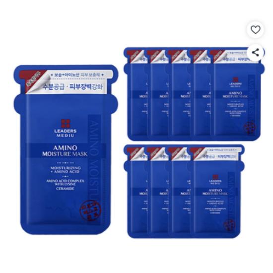 Leaders Mediu Amino Moisture Mask Hydrating & Barrier Care Sheet Mask 10pcs