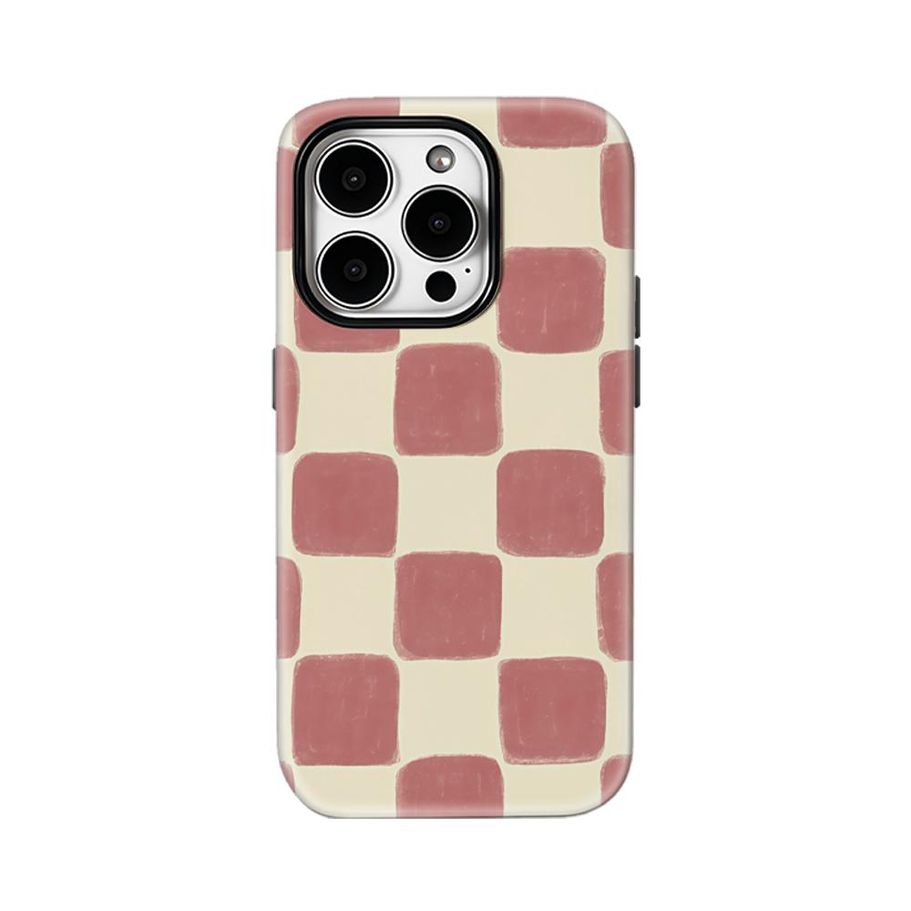 Růžový texturovaný kryt s kostičkovaným vzorem pro IPhone 17AIR 16E 16 15 14 13 12 11 17 Pro Max Plus Dvouvrstvý zadní kryt