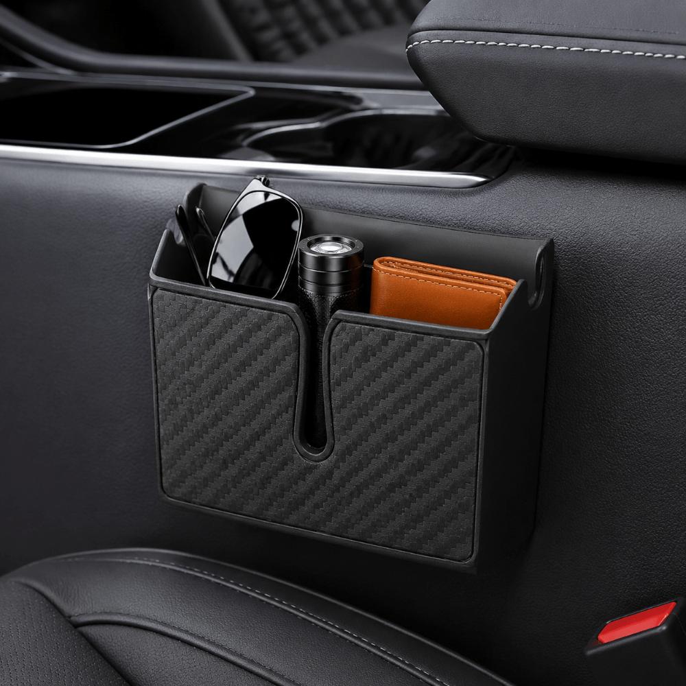 Carbon Fiber Pattern Car Seat Gap Storage Seat Gap Organizer Box Car Interior Storage