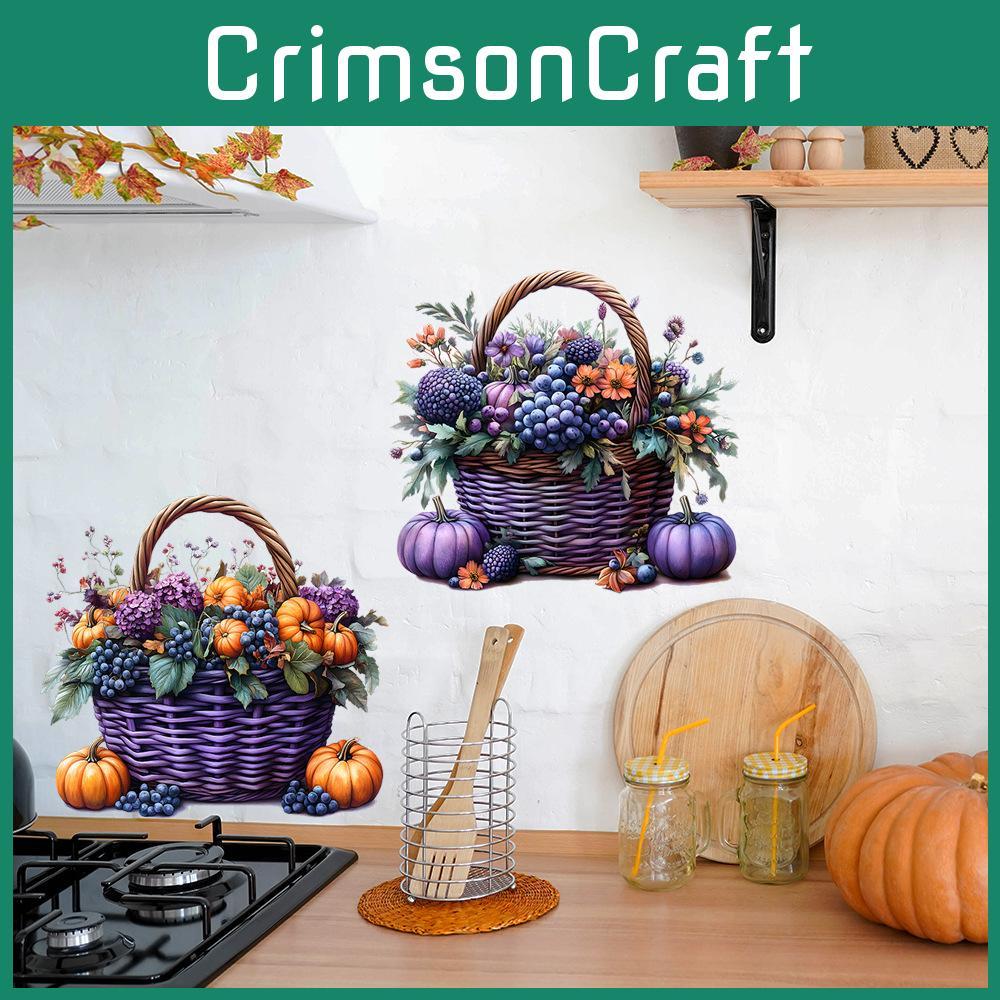 Decorative Pvc Pumpkin Flowers Fruit Basket Wall Sticker For Kitchen And Commercial Spaces With Modern Style