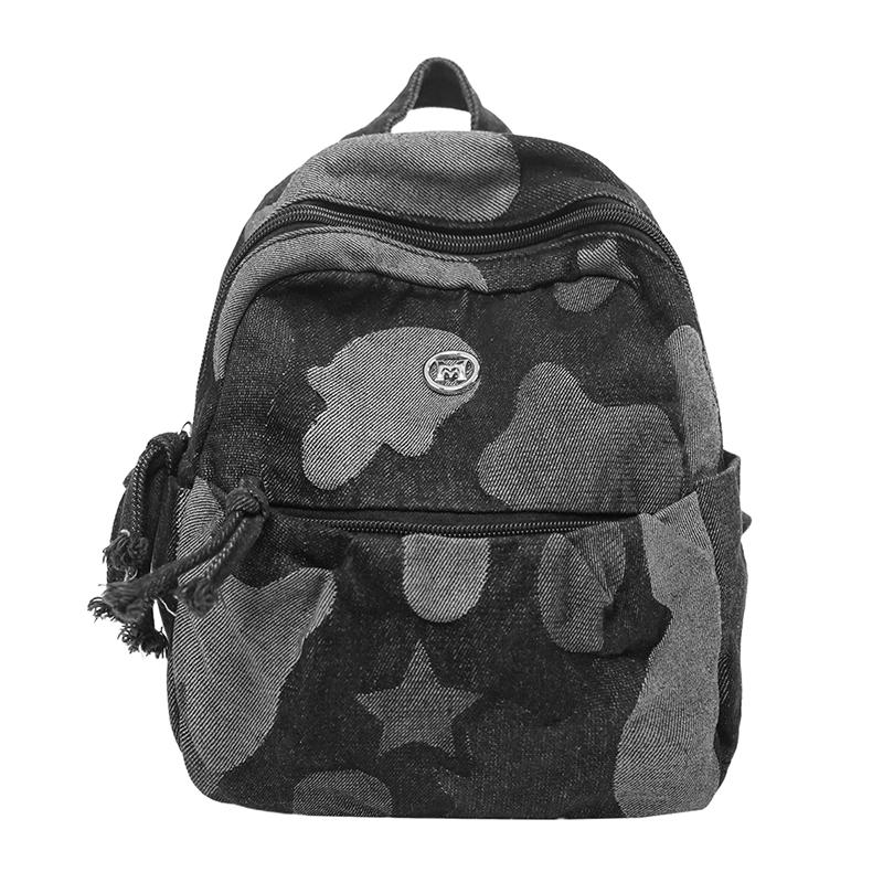 Denim Camouflage Mini Backpack Casual Fashion Women's Small Rucksack Everyday Travel Bag