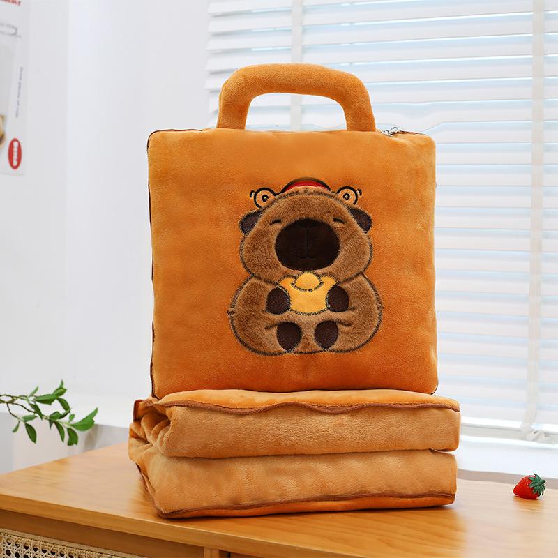 

New Kapibala Hand-held Pillow Plush Toy Capybara Air Conditioning Blanket Dual-purpose Nap Air Conditioning Cushioned Gift for Men and Women cushion 35cm