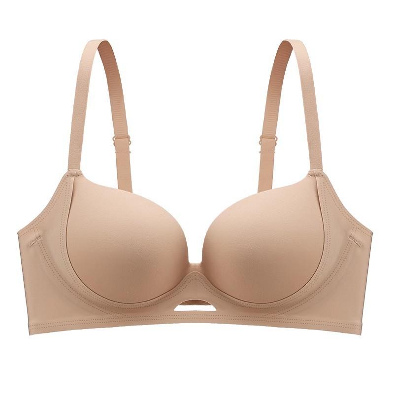 

Beige Push Up Bra with Hollow Out Design Adjustable Straps Everyday Lingerie S телесный