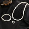 3pcs Set Luxury Pearl Beaded Zircon Necklace Bracelet Earrings for Women Charm Fashion Wedding Bride Jewelry Set Party Gift