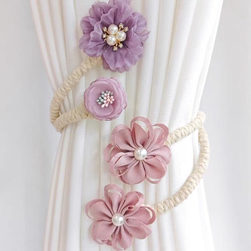 Fermaglio per Tenda a Fiore Fatto a Mano Elegante Decorativo Clip Fermatenda Fibbia Legaccio per Soggiorno e Camera da Letto