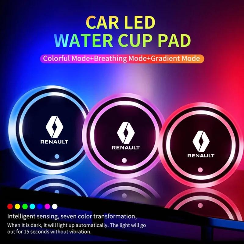 2026 Hot For Renault Interior Stickers For Renault Kadjar RS Koleos Captur Megane Clio 5 LED Holder Lights USB Rechargeable Cup