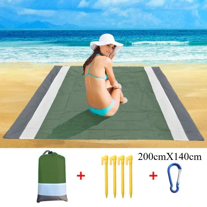 200x210cm Waterproof Pocket Beach Mat Folding Camping Sand Free Blanket Mattress Portable Lightweight Mat Outdoor Picnic Mat