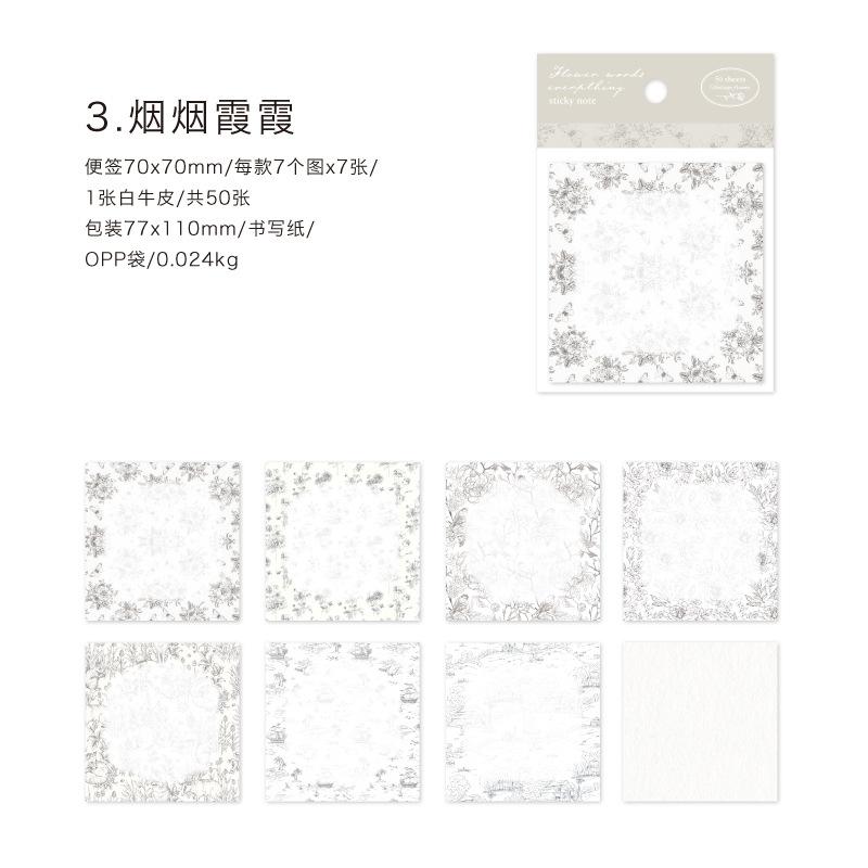 1pack/50Pcs European Floral Square Paper Vintage Art Style DIY Handmade Album Scrapbooking Decorative Paper Supplies