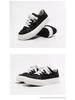 Men's 2025 Spring Black Canvas Thick-Soled Sneakers - Casual & Versatile for Students and Couples